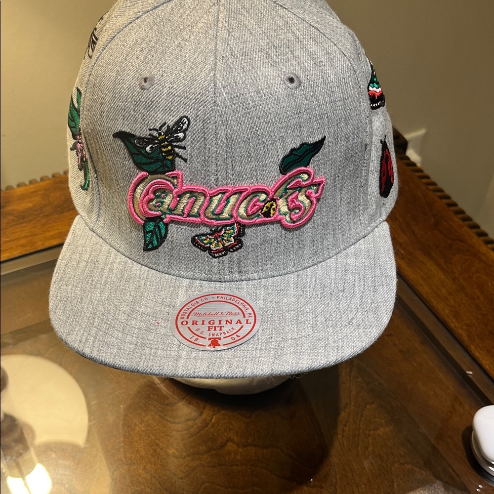 Gray Canucks Mitchell & Ness Cap with Embroidered Design